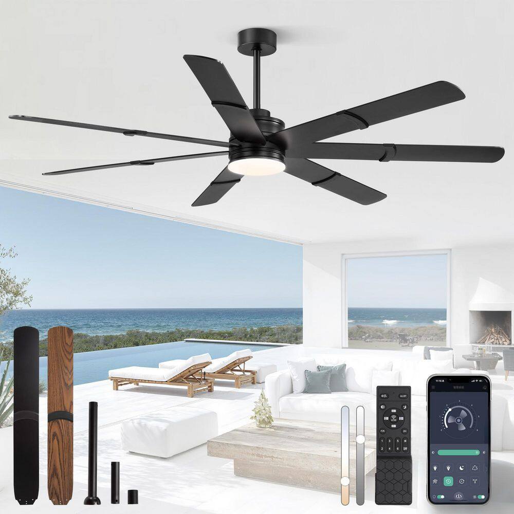 72 In Large Black Indoor/Outdoor Ceiling Fanwith LED Light Remote Fandelier Downrod 6 speed 3CCT for living room Patio price history on PriceWatchPro