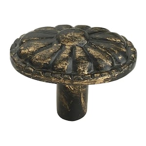 Floral Bead 2 in. (50 mm) Antique Brass Patina Cabinet Knob