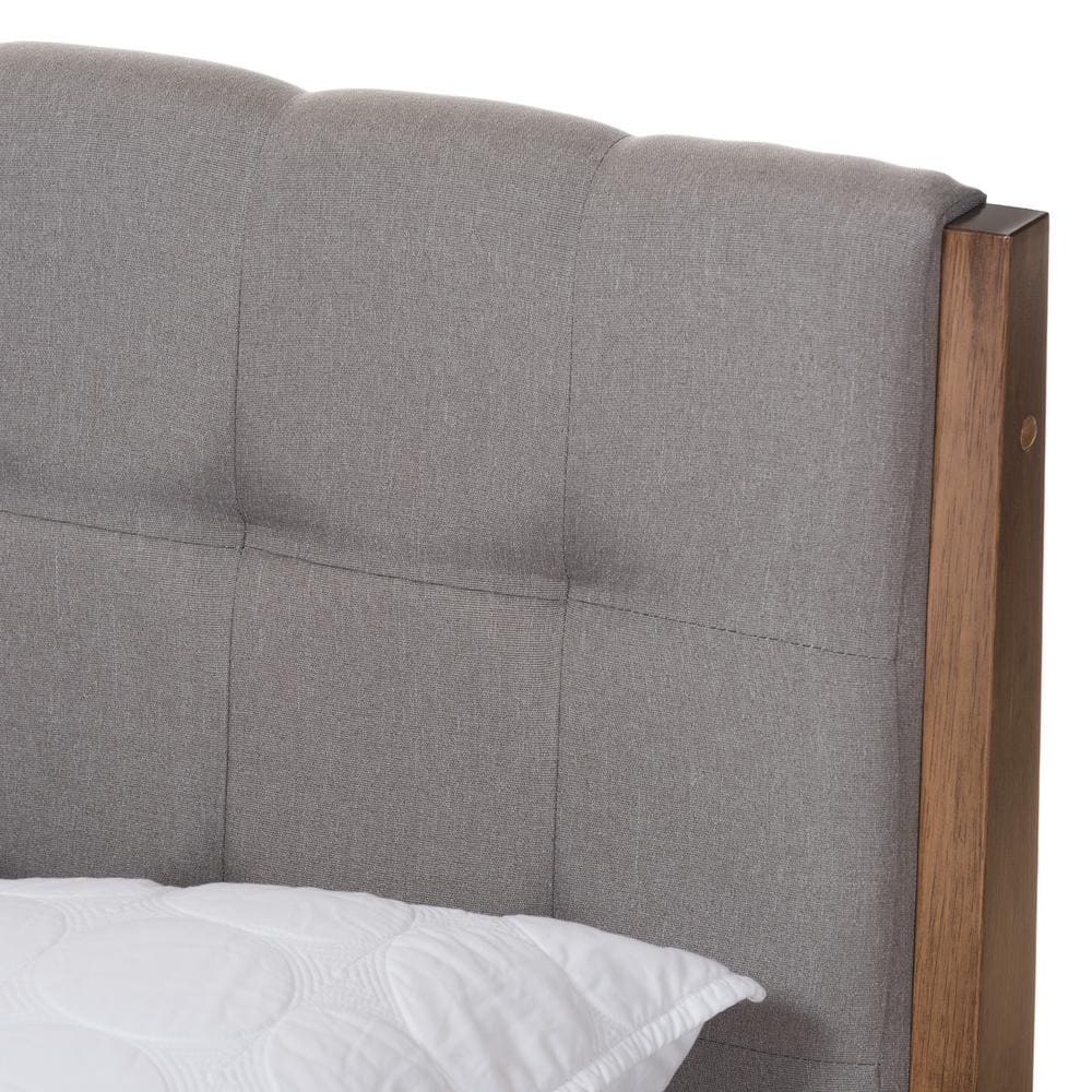 Clifford Mid-Century Full Platform Bed with Tufted Upholstered Headboard