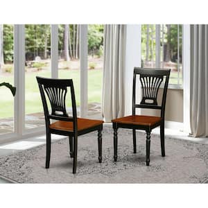 Black and Cherry Wooden Seat Stylish Back Dining Chair (Set of 2)