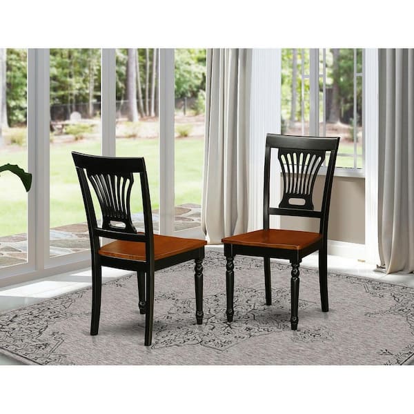 HOME IMPORTS EMPORIUM Black and Cherry Wooden Seat Stylish Back Dining Chair (Set of 2)