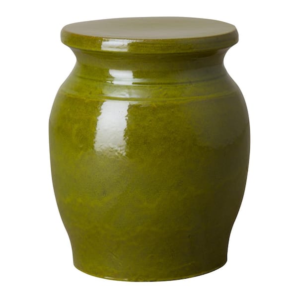 Emissary Koji 22 in. H Green Round Ceramic Garden Stool
