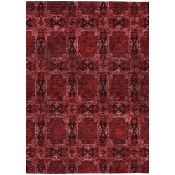 Chantille ACN564 Burgundy 5 ft. x 7 ft. 6 in. Machine Washable Indoor/Outdoor Geometric Area Rug