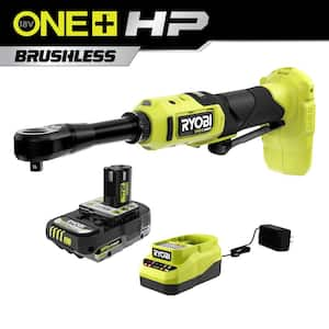 ONE+ 18V Brushless Cordless 3/8 in. Extended Reach Ratchet with (1) 2.0 Ah Battery and Charger