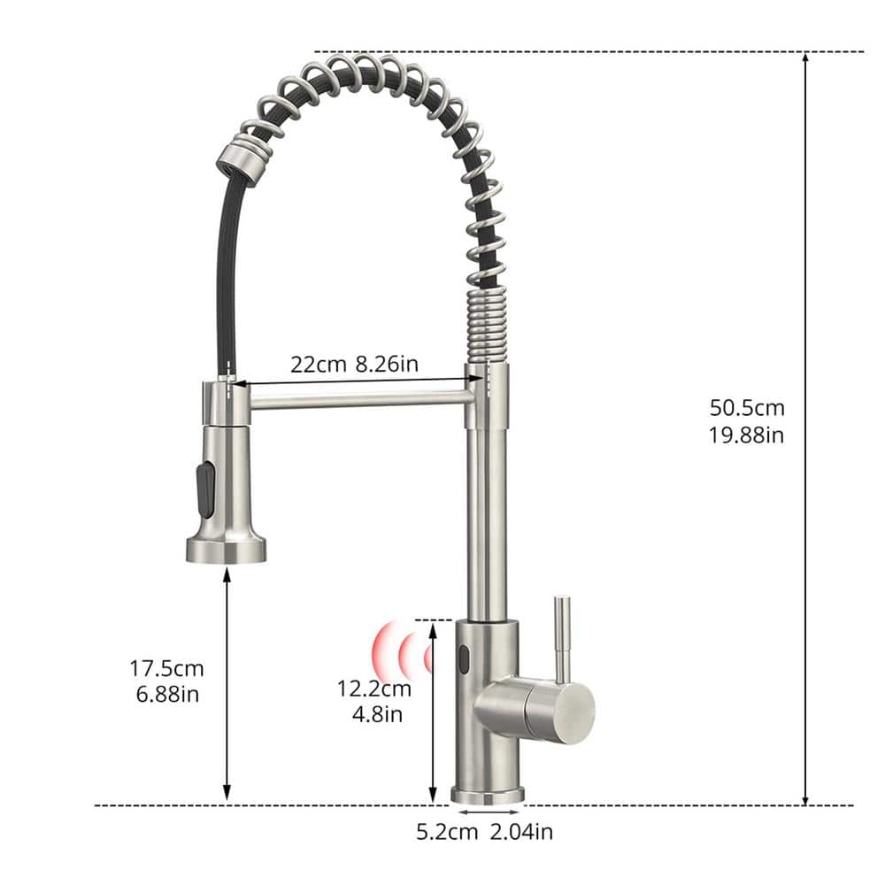 Brushed Nickel Touchless Pull-Down Kitchen Faucet with Spray