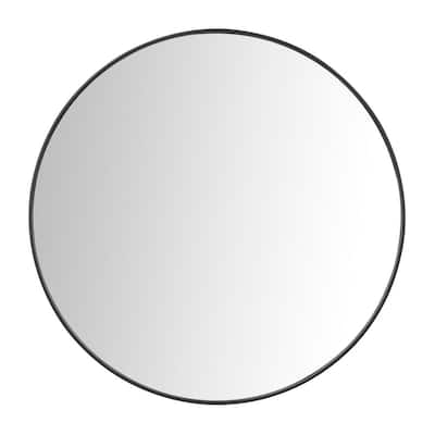 Medium Round Black Classic Accent Mirror (24 in. Diameter)