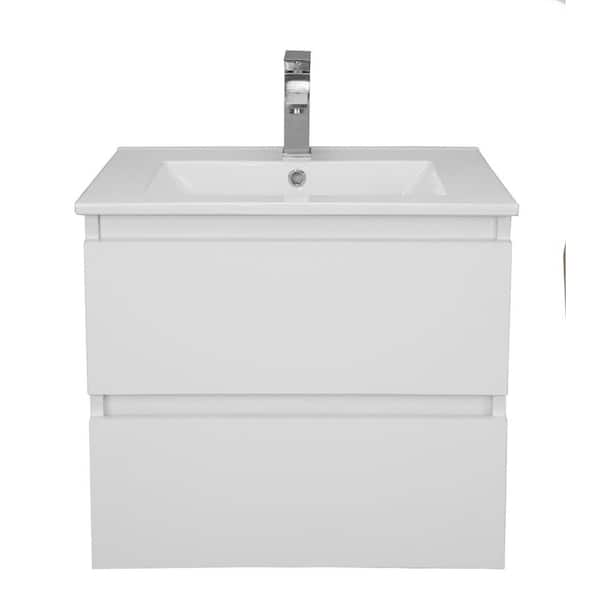 VOLPA USA AMERICAN CRAFTED VANITIES Salt 24 in. W x 18 in. D Bath Vanity in White with Ceramic Vanity Top in White with White Basin