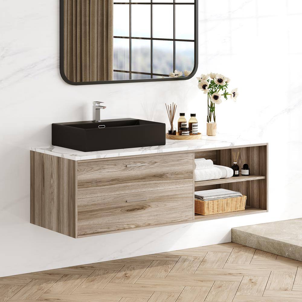 Turner Matte Black Ceramic Wall-Mount Rectangular Bathroom Sink