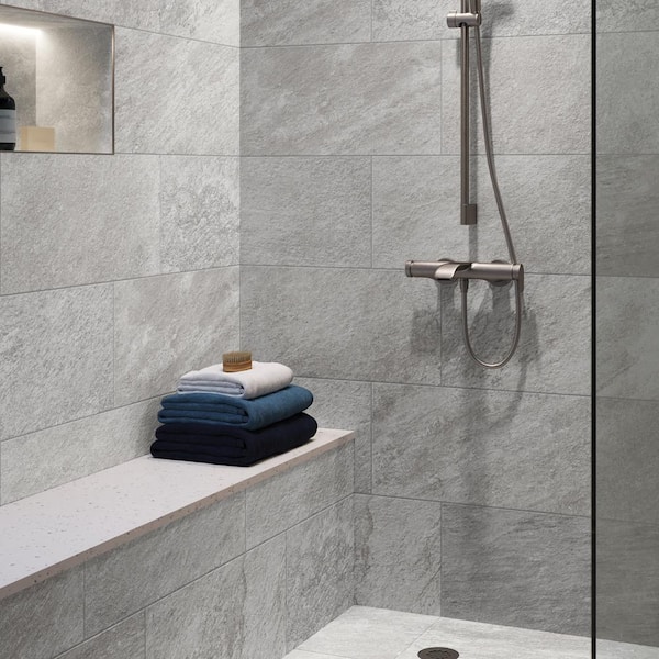 Sample - Alpe Graphite 6 in. x 6 in. Quartzite Stone Look Porcelain Floor and Wall Tile
