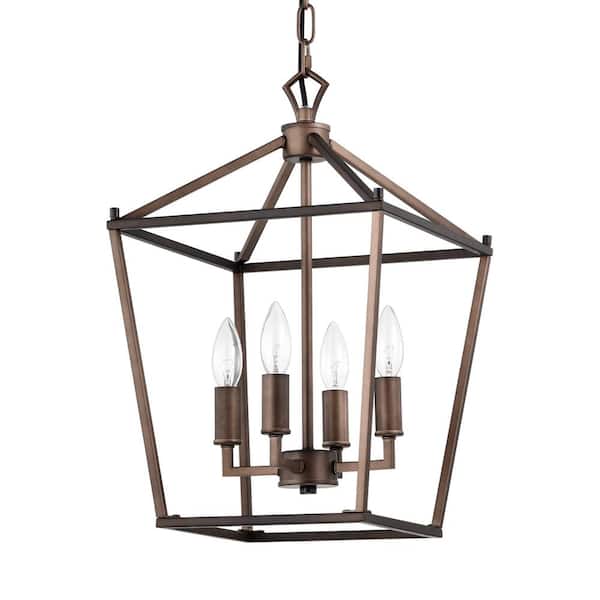 Warehouse of Tiffany Buelex 12 in. 4-Light Indoor Bronze Finish Chandelier with Light Kit