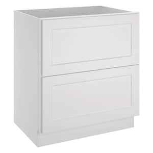 30 in. W x 24 in. D x 34.5 in. H in Shaker Dove Plywood Ready to Assemble Floor Base Kitchen Cabinet with 2 Drawers