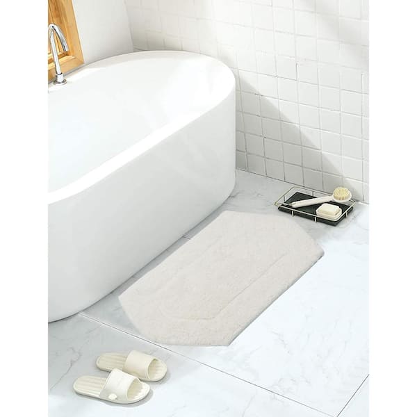 HOME WEAVERS INC Waterford Collection 100% Cotton Tufted Bath Rug, 17 x 24 Rectangle, Ivory