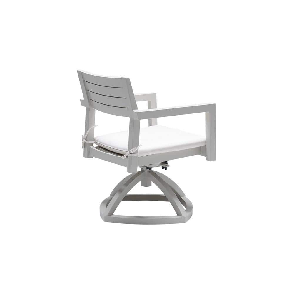 Grayish Aluminum Outdoor Patio Dining Chairs, Swivel Rocking Chairs with Su