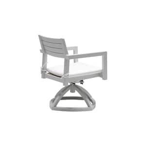 Grayish Aluminum Outdoor Patio Dining Chairs, Swivel Rocking Chairs with Sunbrella Fabric Gray Cushions (2-Pack)