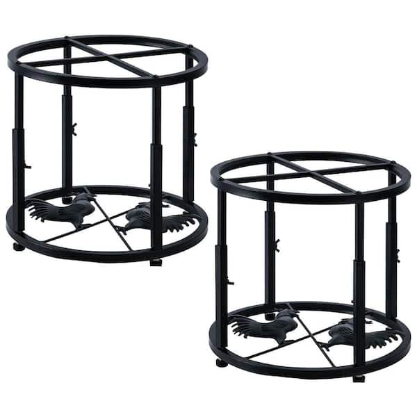 2-Pack Metal Adjustable Chicken Feeder Waterer Stand Iron Non-Slip Base for Round Square Buckets Coops