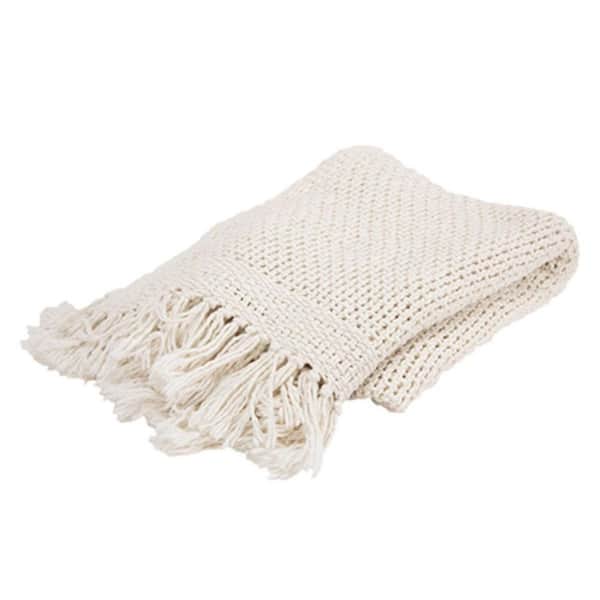 White Solid Color Cotton Throw Blanket