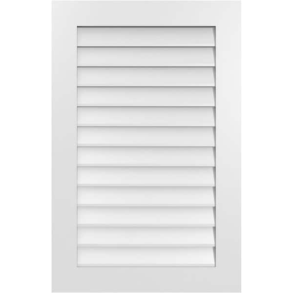 Ekena Millwork 26 in. x 40 in. Vertical Surface Mount PVC Gable Vent: Decorative with Standard Frame