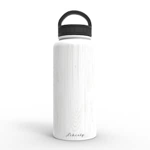 32 oz. Bleached Pine Flat White Insulated Stainless Steel Water Bottle with D-Ring Lid