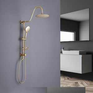 3-Spray Patterns with 2.2 GPM 10 in. Wall Mount Dual Shower Heads in Spot Resist Brushed Gold