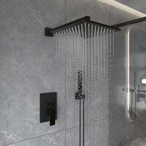 10 in. Square Wall Mount Handheld Shower Head 2.5 GPM Bathroom Shower Combo Set in Oil Rubbed Bronze