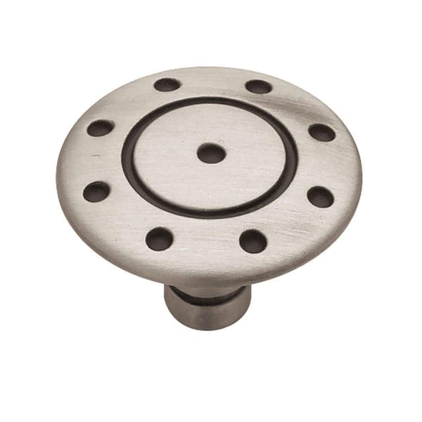 Liberty Classic Circles 1-3/8 in. (35mm) Brushed Satin Pewter Ringed with Dots Cabinet Knob