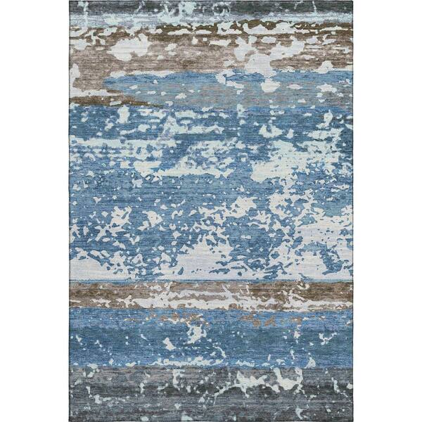 Mayfield Premium Machine Washable Abstract AMF2398 Blue 10 ft. x 14 ft. Area Rug