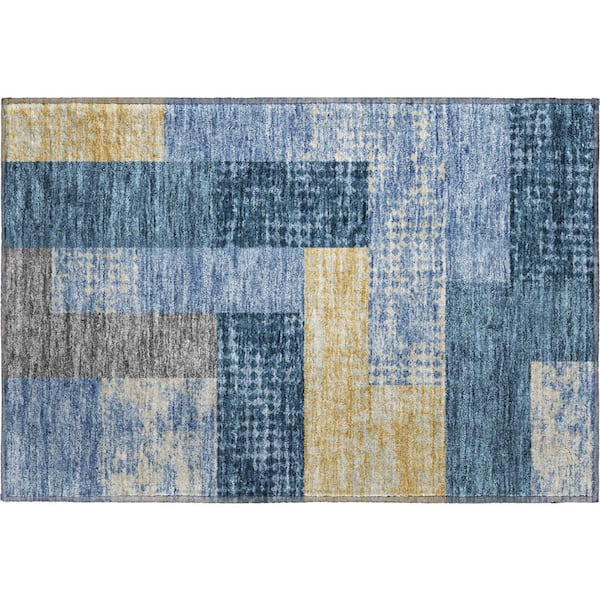 Addison Rugs Mayfield Premium Machine Washable Abstract AMF941 Denim 2 ft. x 3 ft. Area Rug