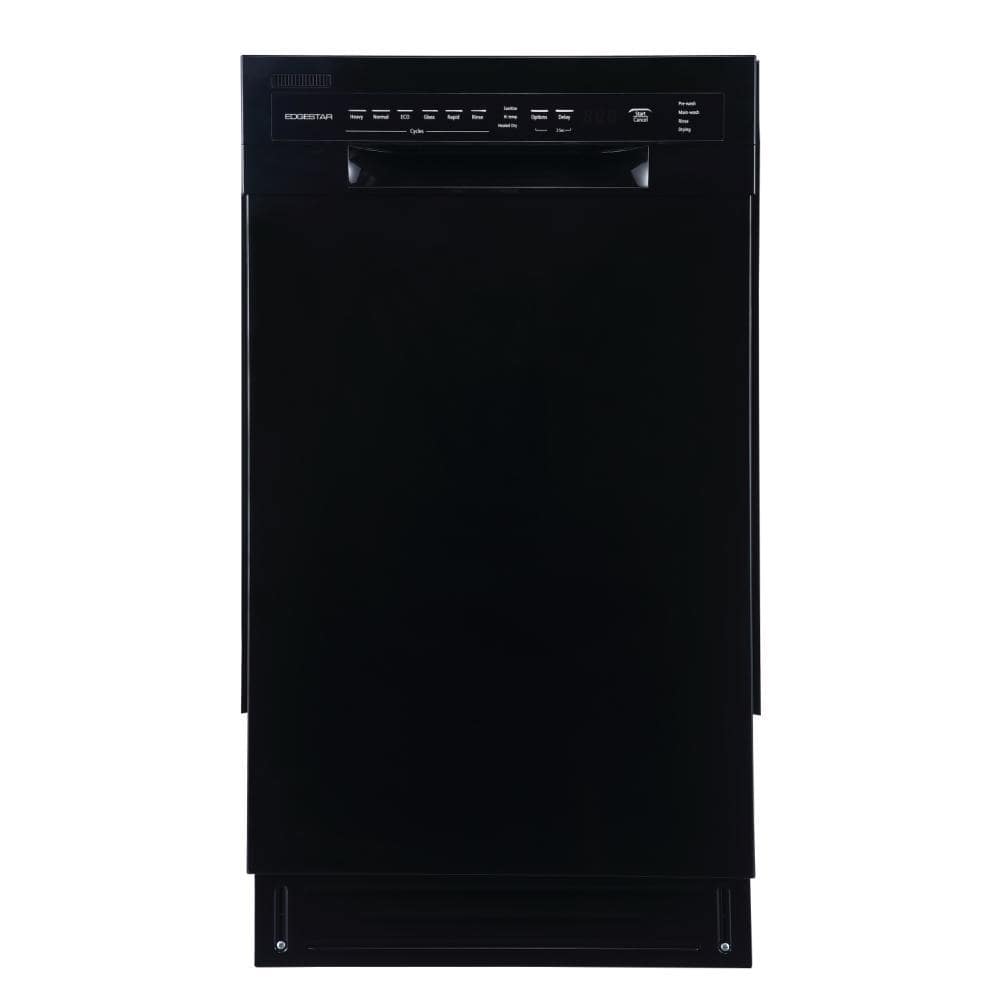 EdgeStar 18 in. Front Control Dishwasher in Black with Stainless Steel Tub