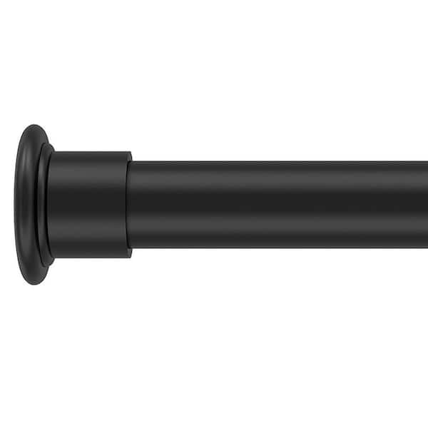 42-123 in. Metal Tension Curtain Rod with Locking Feature, Anti-Slip Design for Windows, Patio, Blackout Curtains, Black