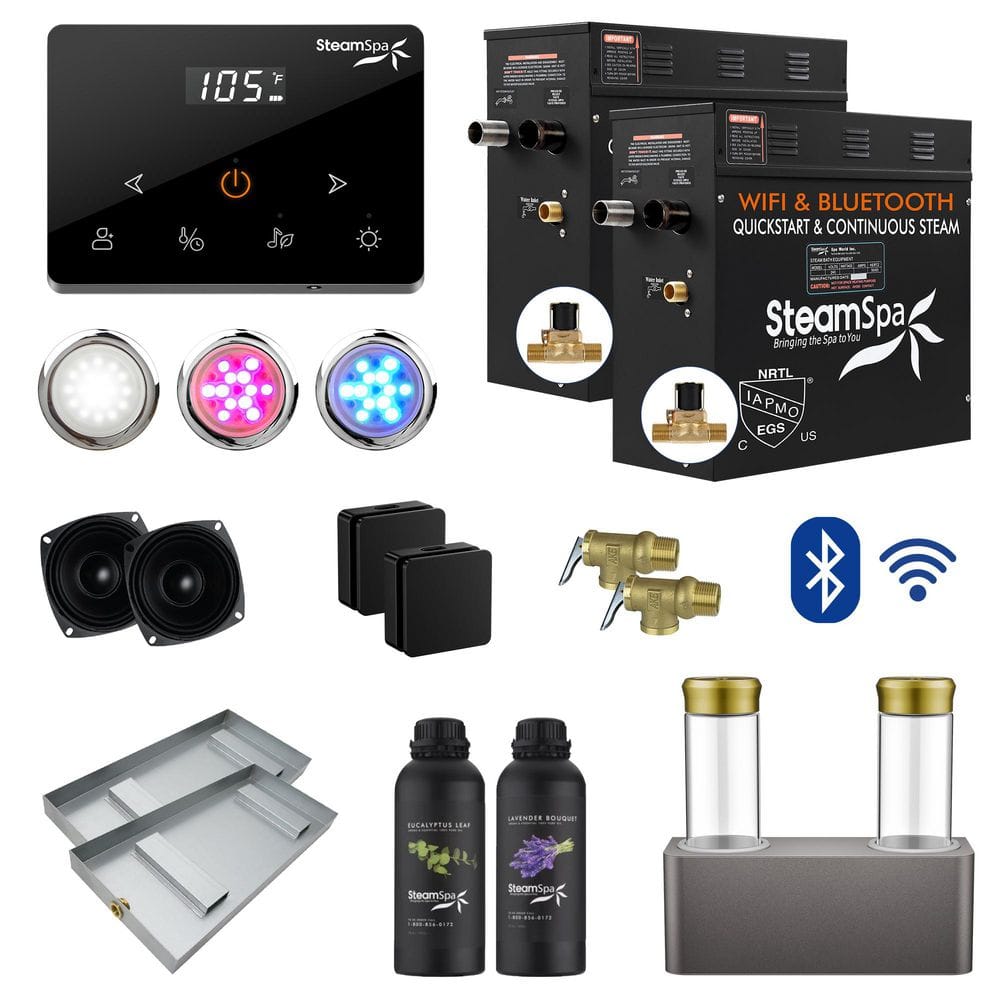 Black Series 18000-Watt Steam Generator with Wireless Remote, BLUETOOTH, WIFI and Dual Aroma Pump in Matte Black