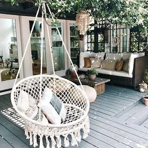 Hammock Chair Macrame Swing Max 330 lbs. Hanging Cotton Rope Hammock Swing Chair for Indoor and Outdoor