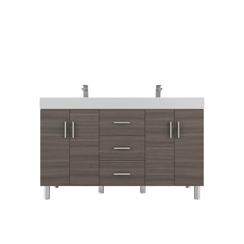 Ripley 56 in. W x 19 in. D x 36 in. H Vanity in Gray with Acrylic Vanity To