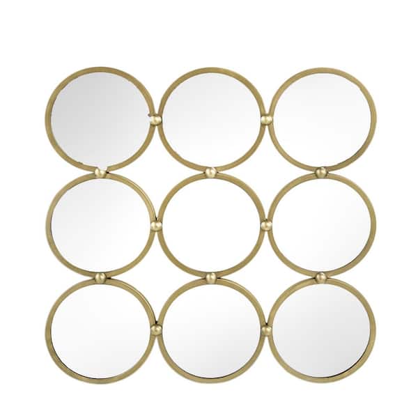 Unbranded Champagne 27.2 in. W x 27.2 in. H Square Iron Framed Decorative Mirror for Wall