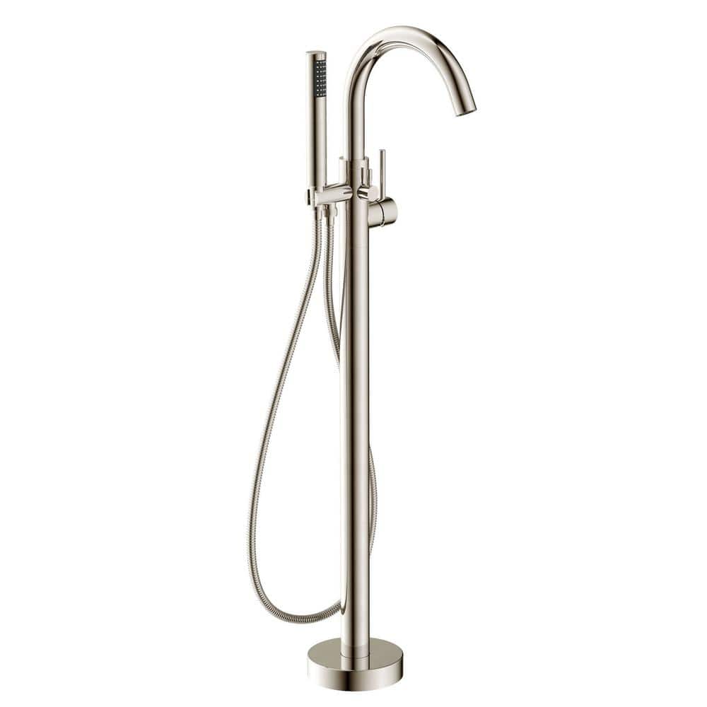 ANZZI Kros Series 2-Handle Freestanding Claw Foot Tub Faucet with Hand Shower in Brushed Nickel FS-AZ0025BN - The Home Depot