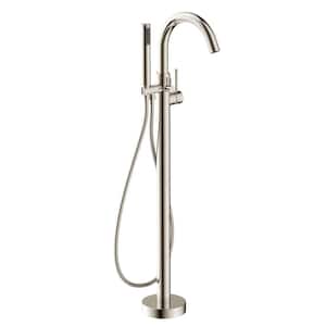 Kros Series 2-Handle Freestanding Claw Foot Tub Faucet with Hand Shower in Brushed Nickel