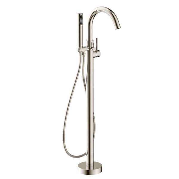 ANZZI Kros Series 2-Handle Freestanding Claw Foot Tub Faucet with Hand Shower in Brushed Nickel