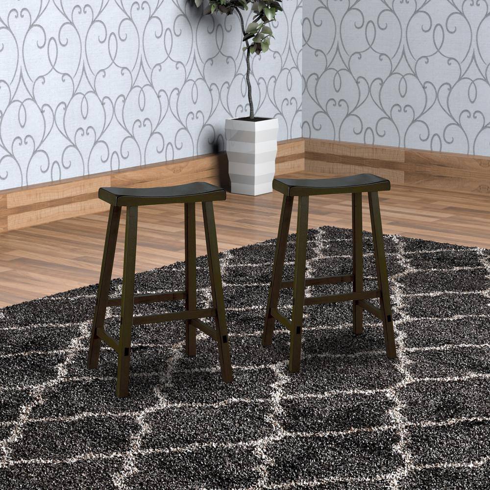 Black 29" Backless Saddle Wood Counter Stool