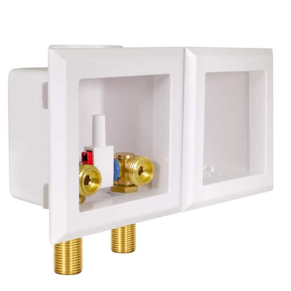 1/2 in. Sweat/MIP Brass Valve Fittings in White ABS Plastic Washing Machine Double Interlocking Outlet Box