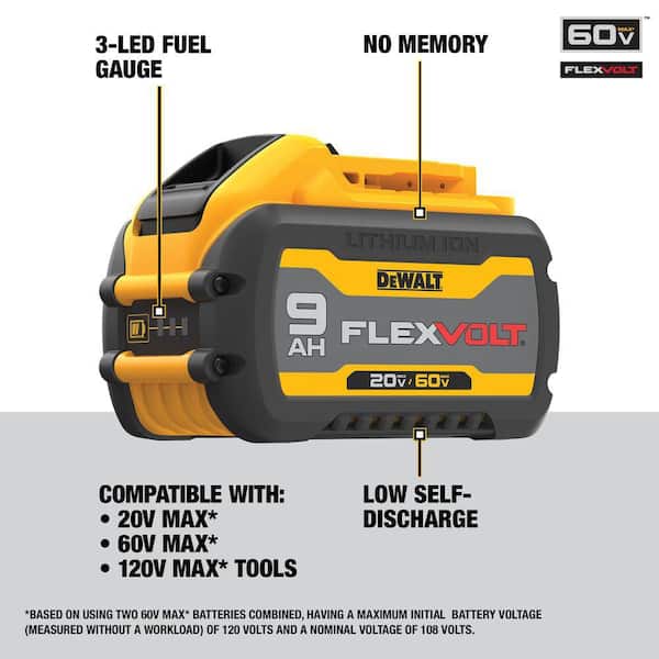 20V/60V MAX FLEXVOLT Lithium-Ion 9.0Ah Battery and 6.0Ah Battery (2 -Pack)