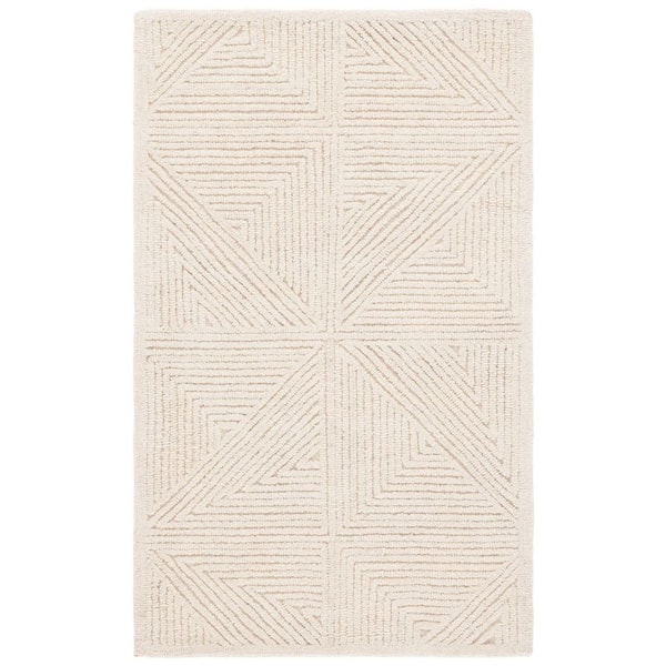 Textural 3 ft. x 5 ft. Ivory Triangle Striped Area Rug
