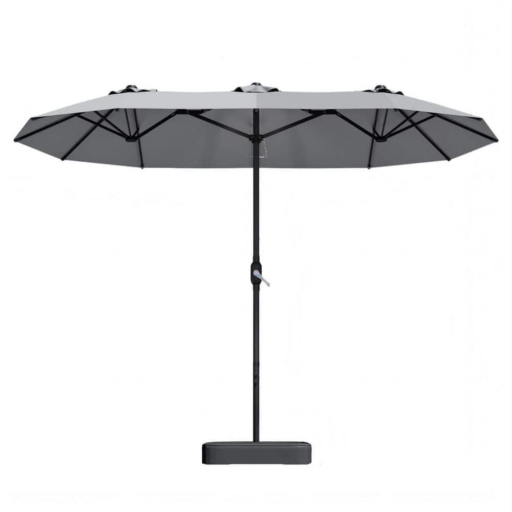 15 ft. Patio Umbrella with Base, Double-Sided Rectangle Umbrella with Crank Handle for Poolside Backyard Beach in Gray price history on PriceWatchPro