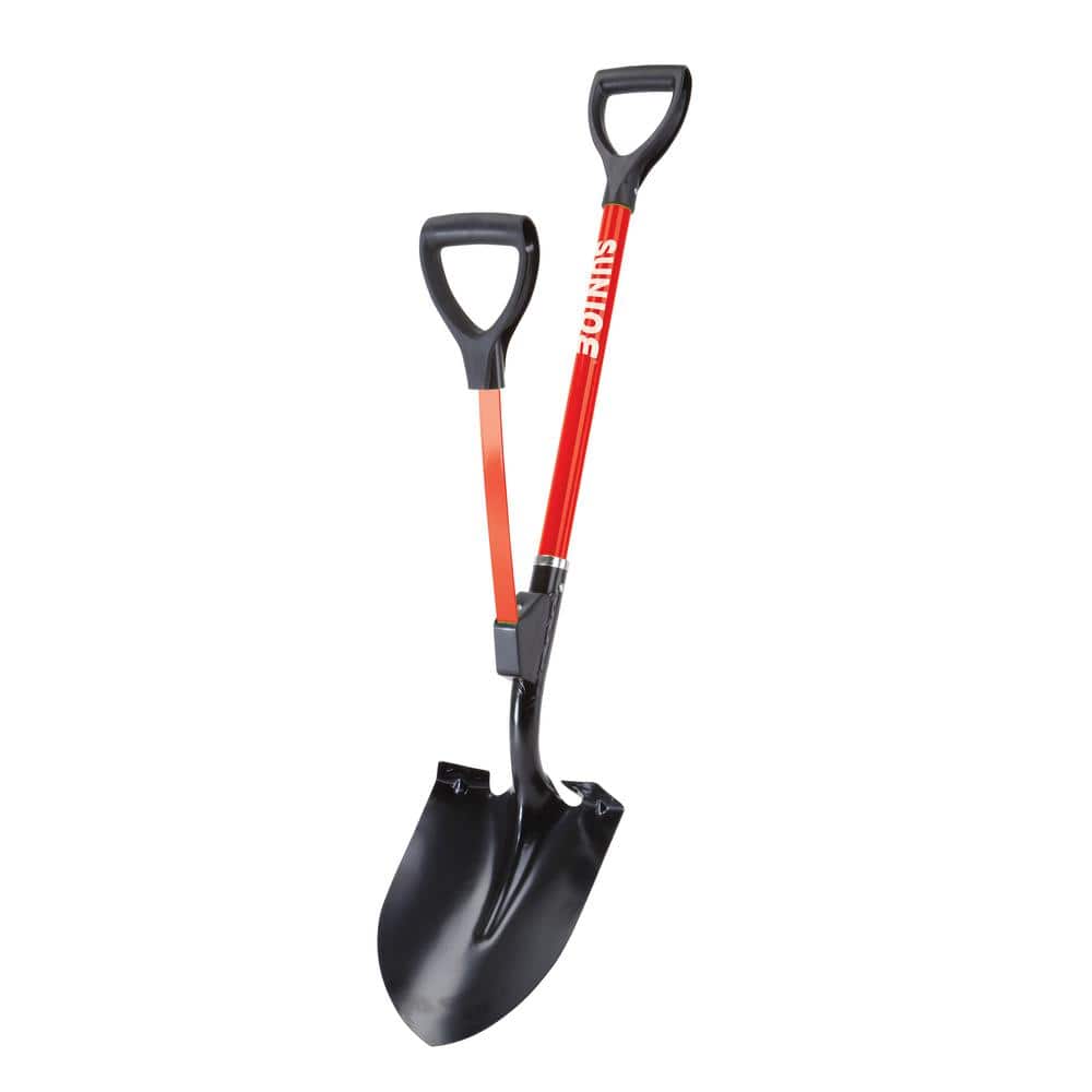 Snow Joe 44'' Shovelution Strain Reducing Utility Digging Shovel with Spring Assist D-Handle Red