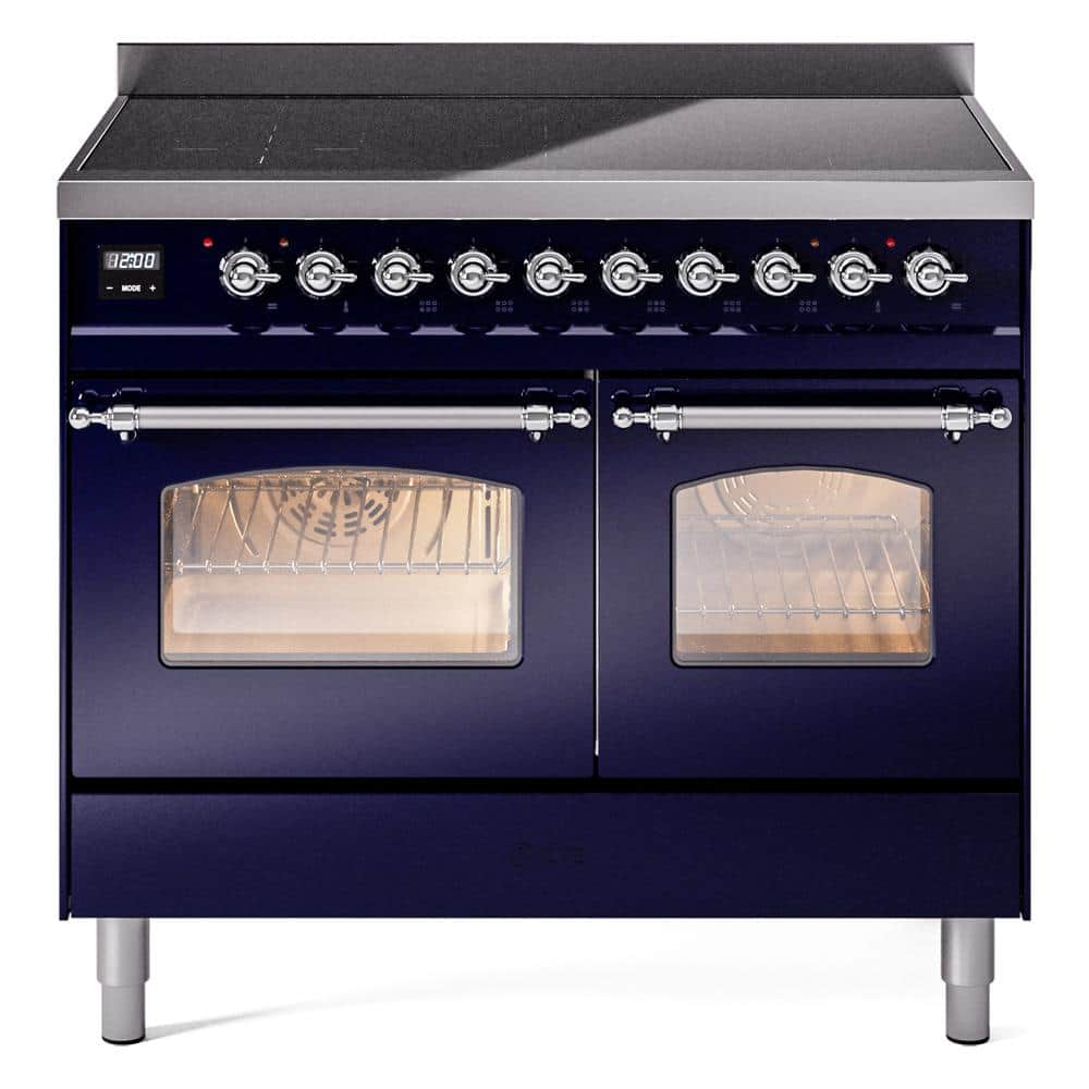 Nostalgie II 40 in. 6 Zone Freestanding Induction Range in Midnight Blue with Chrome Trim -  ILVE, UPDI406NMPMBC