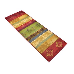 Outdoor Traditional Multi 2' 0 x 6' 0 Runner Rug