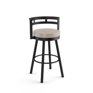 Render 26.625 in. Cream Faux Leather/Black Metal Counter Stool