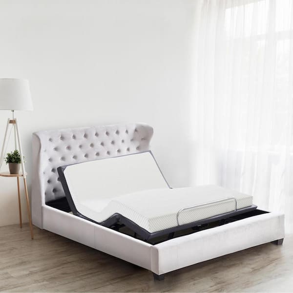 HOMESTOCK Gray 16 in. H Full Adjustable Bed Frame 3 Mode