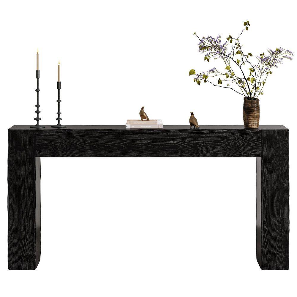Turrella 63 in. Black Rectangle Solid Wood Console Table Sofa Table Behind Couch for Entryway, Living Room, Foyer price history on PriceWatchPro