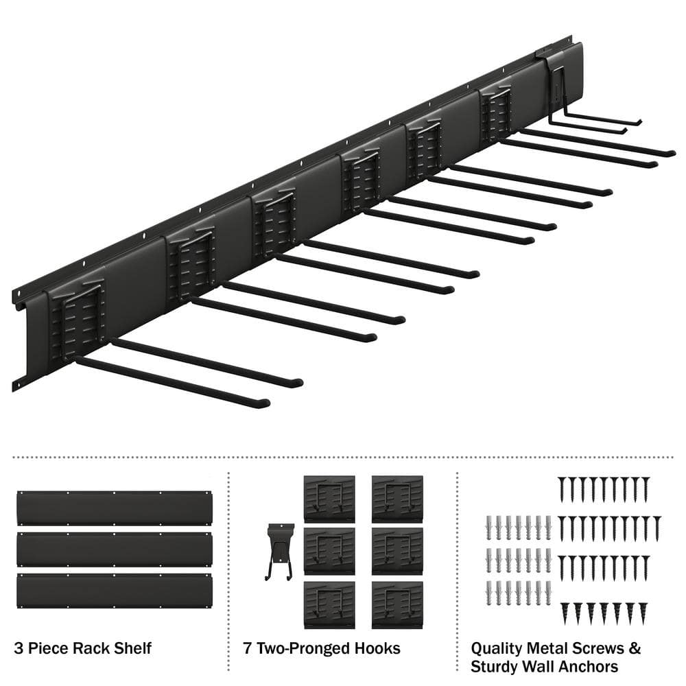 Heavy-Duty Black Steel Wall-Mounted Ski and Snowboard Rack