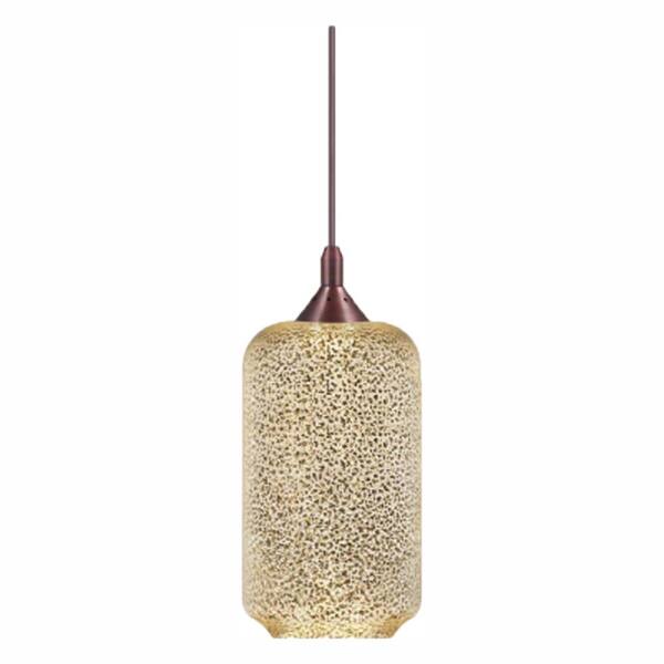 Home Decorators Collection Bronze LED Pendant with Mercury Crackle Glass Shade