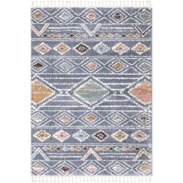 Well Woven Nala Lucerne Moroccan Shag Grey 7 ft. 10 in. x 9 ft. 10 in. Area Rug